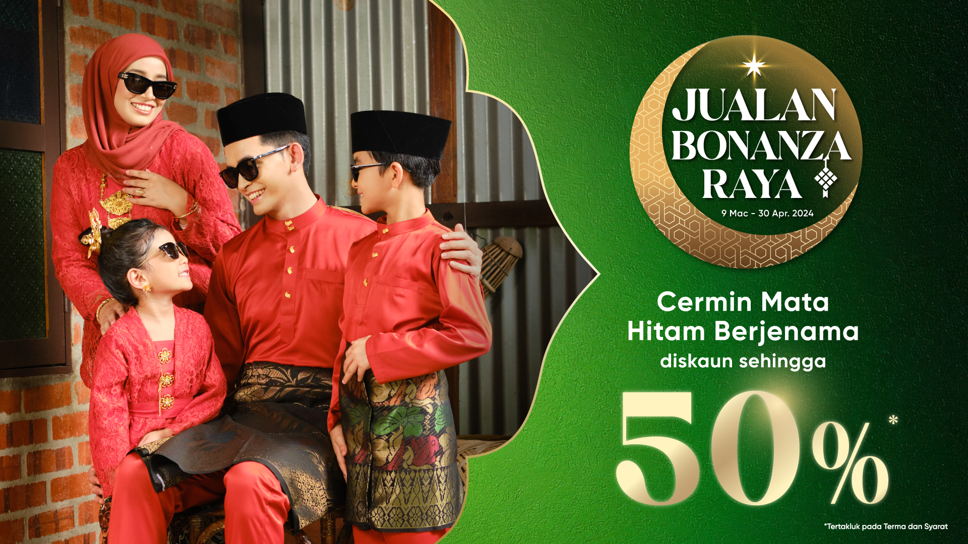 Dapatkan Cermin Mata Berjenama Diskaun Sehingga 50%* untuk jenama terpilih.