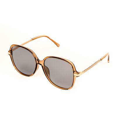 WHOOSH ODP28058 C3 Transparent Brown/ Gold Square Sunglasses