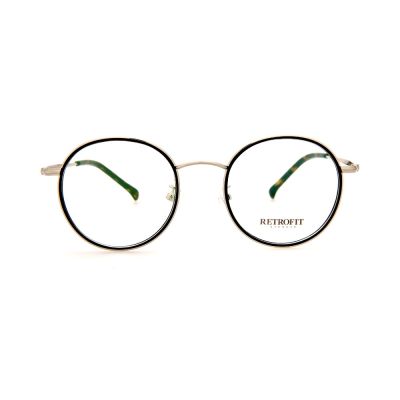 RETROFIT WFIH1032 C45 Black/Gold Round Eyeglasses