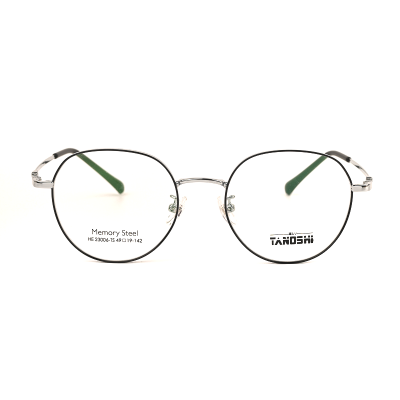 TANOSHI HE23006-TS C3 Silver/ Black Memory Steel Eyeglasses